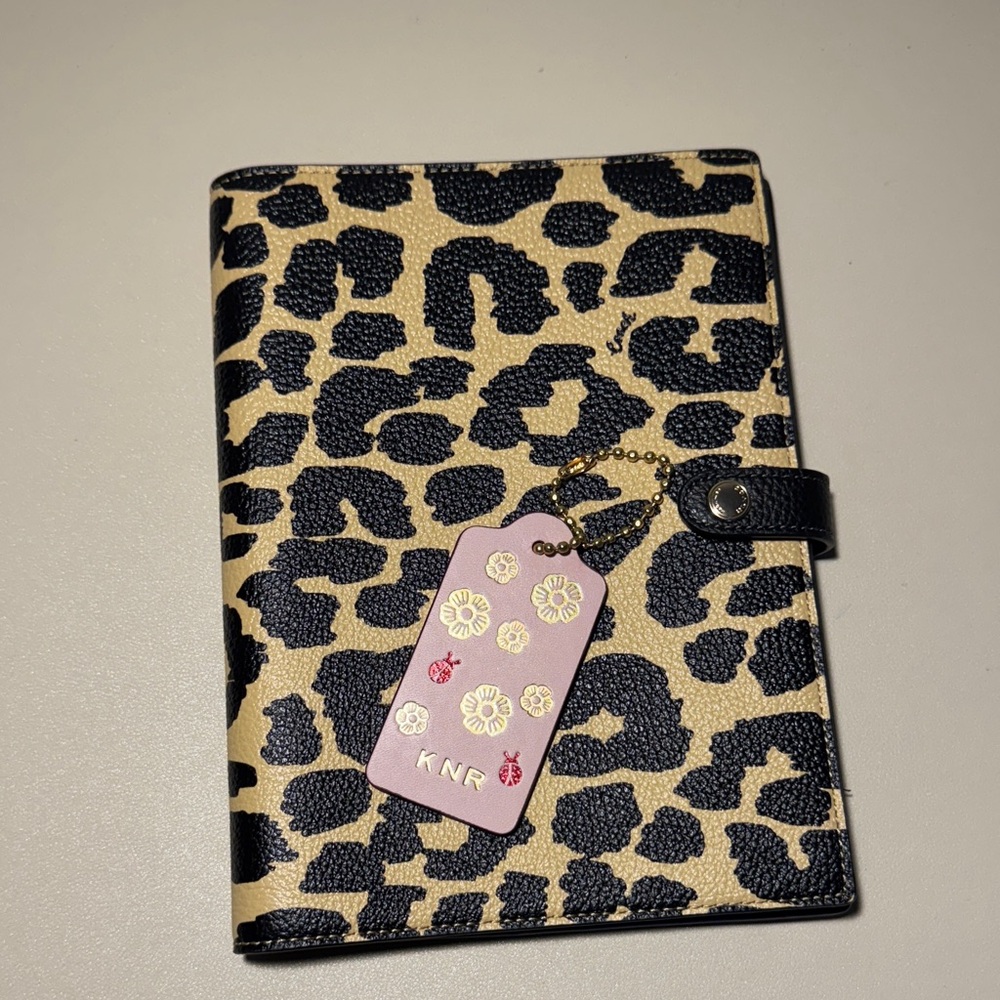 NWT Coach Black and Tan Leopard Print notebook